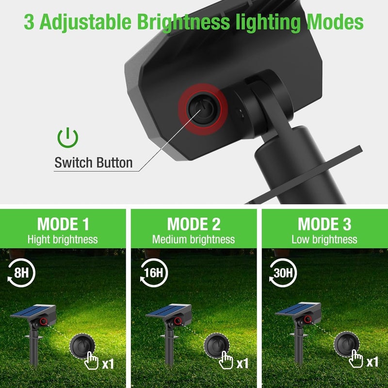 nipify 6 Pack Solar Lights Outdoor Waterproof, Motion Sensor Spot Lights 3 Modes Solar Powered Spotlights 2-in-1 Auto On/Off Landscape Lighting for Outside Yard Wall Garden, Cool White - Image 4